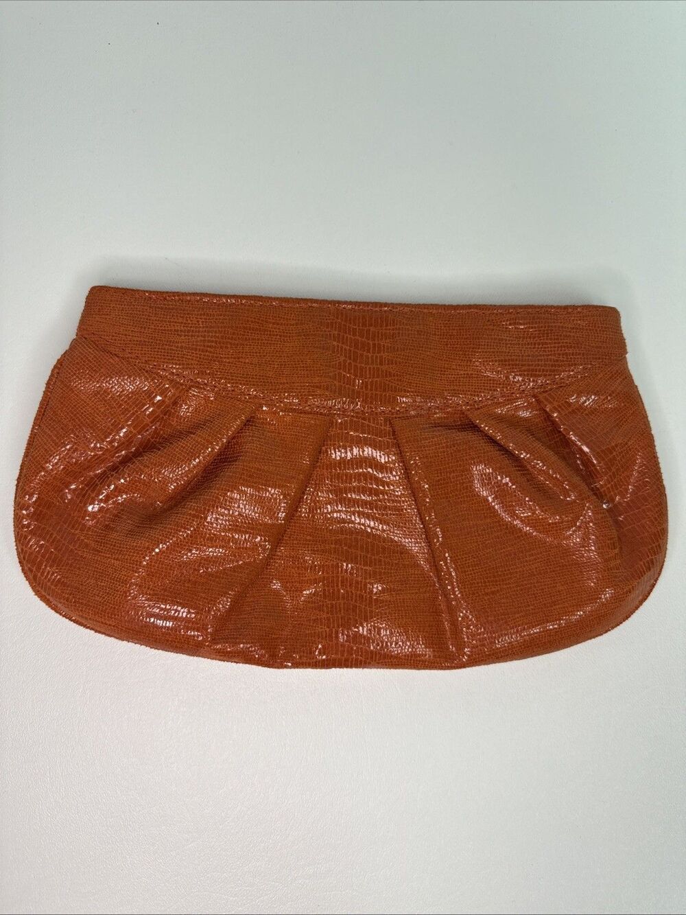Lorelei Orange Snakeskin Embossed Clutch Shoulder Bag Gold Chain